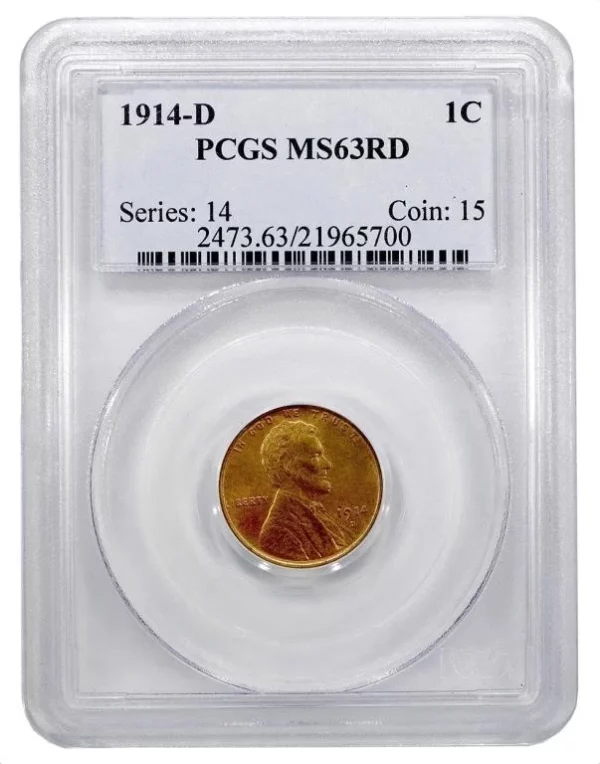 PCGS MS-63 RD 1914-D Lincoln Cent
