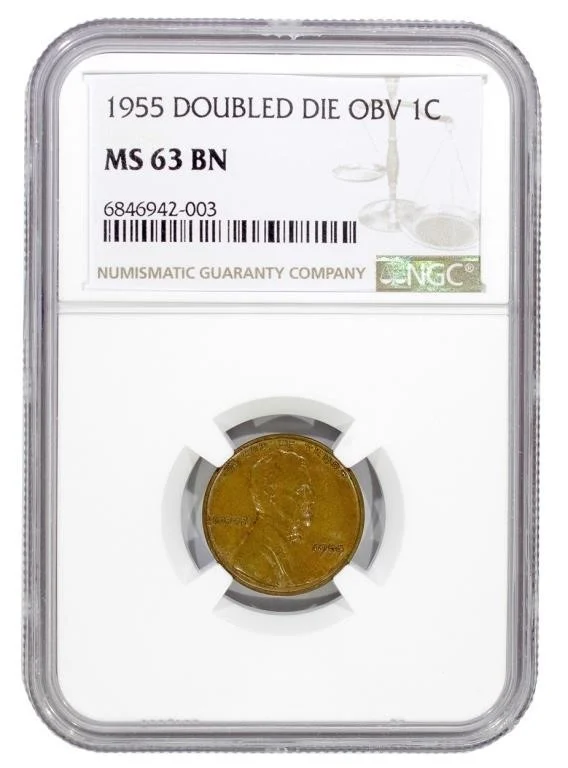 MS-63 BN 1955 Double Die Lincoln Cent